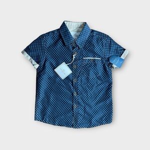Craft + Flow Arrow Pattern Blue Button Up Shirt